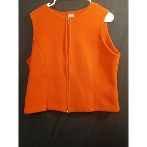 Vintage LL Bean Vest Womens Medium Coral Polartec Fleece Full Zip Outdoor!!